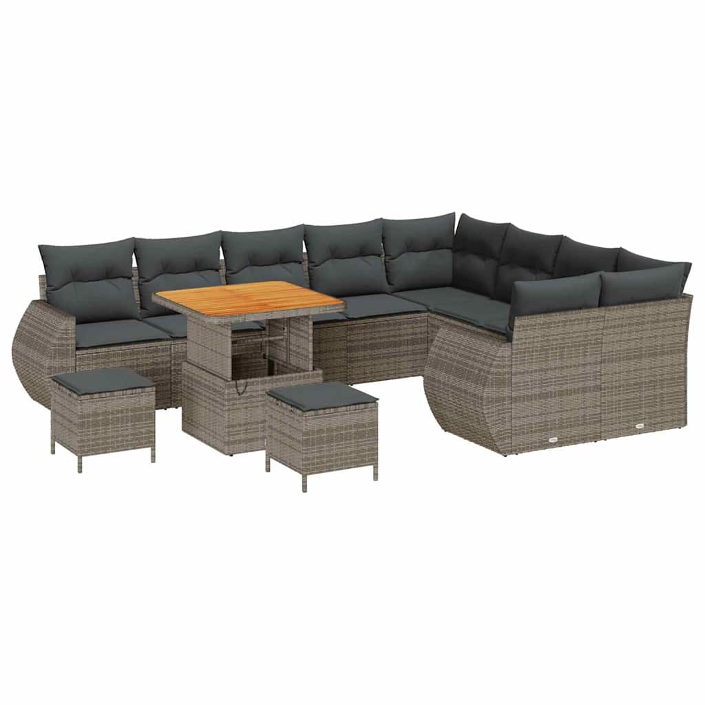 vidaXL Zestaw Sof na Ogród 12 pcs Szary polirattan