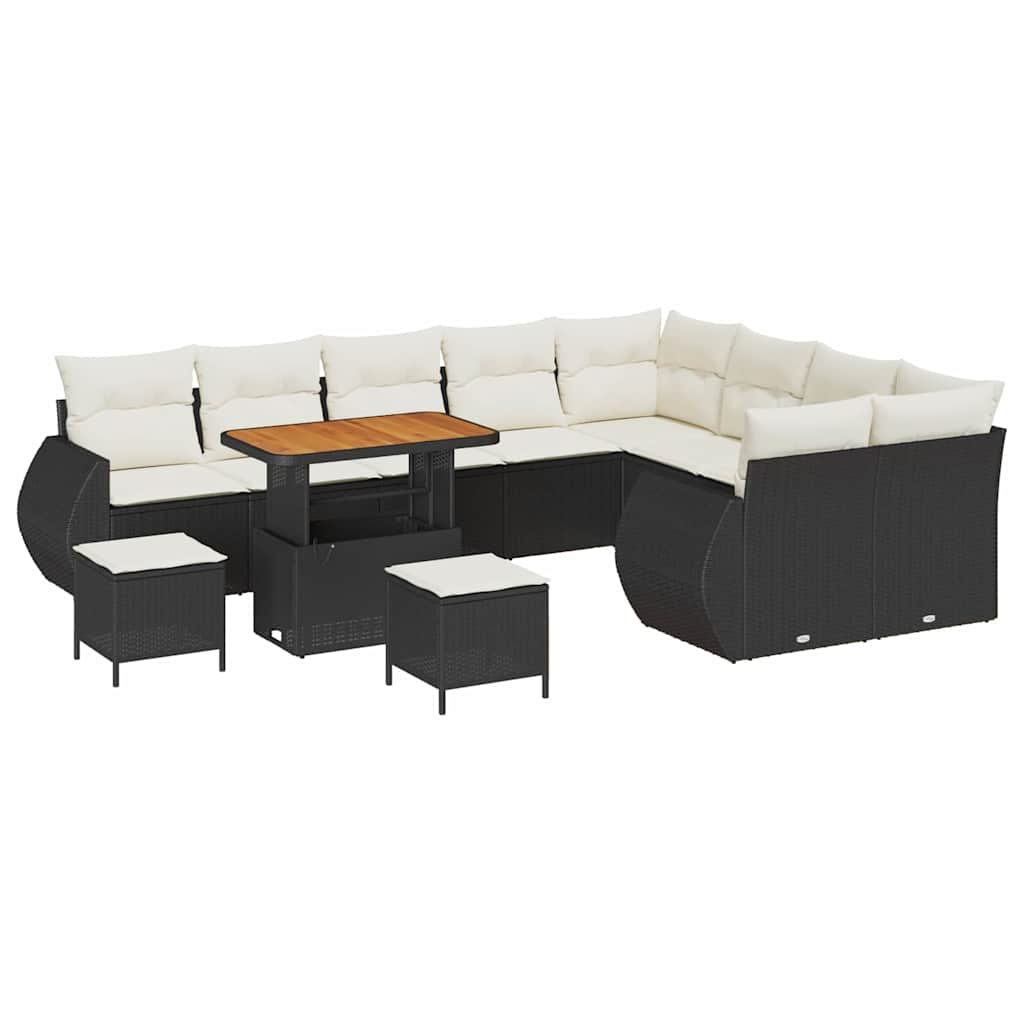 vidaXL Zestaw Sof na Ogród 12 pcs Czarny polirattan