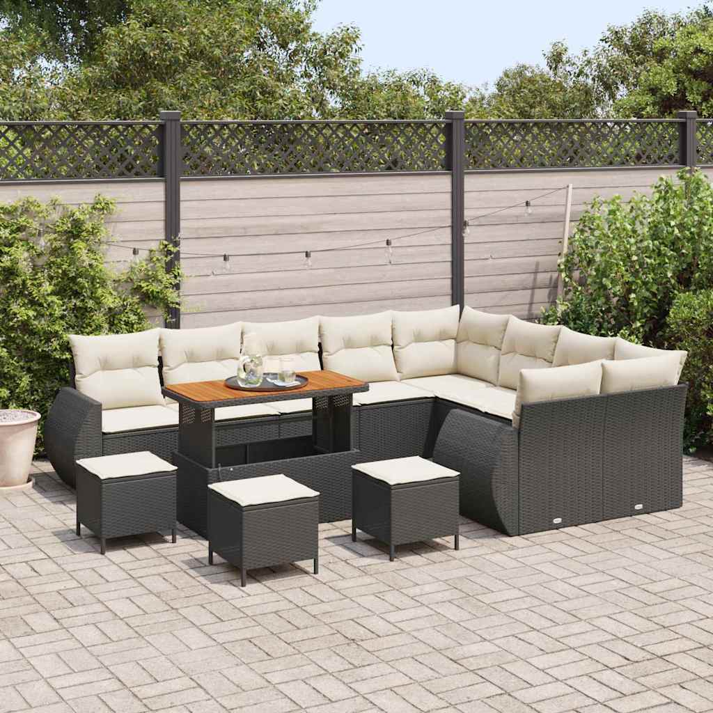 vidaXL Zestaw Sof na Ogród 13 pcs Czarny polirattan