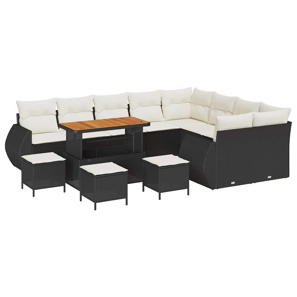 vidaXL Zestaw Sof na Ogród 13 pcs Czarny polirattan