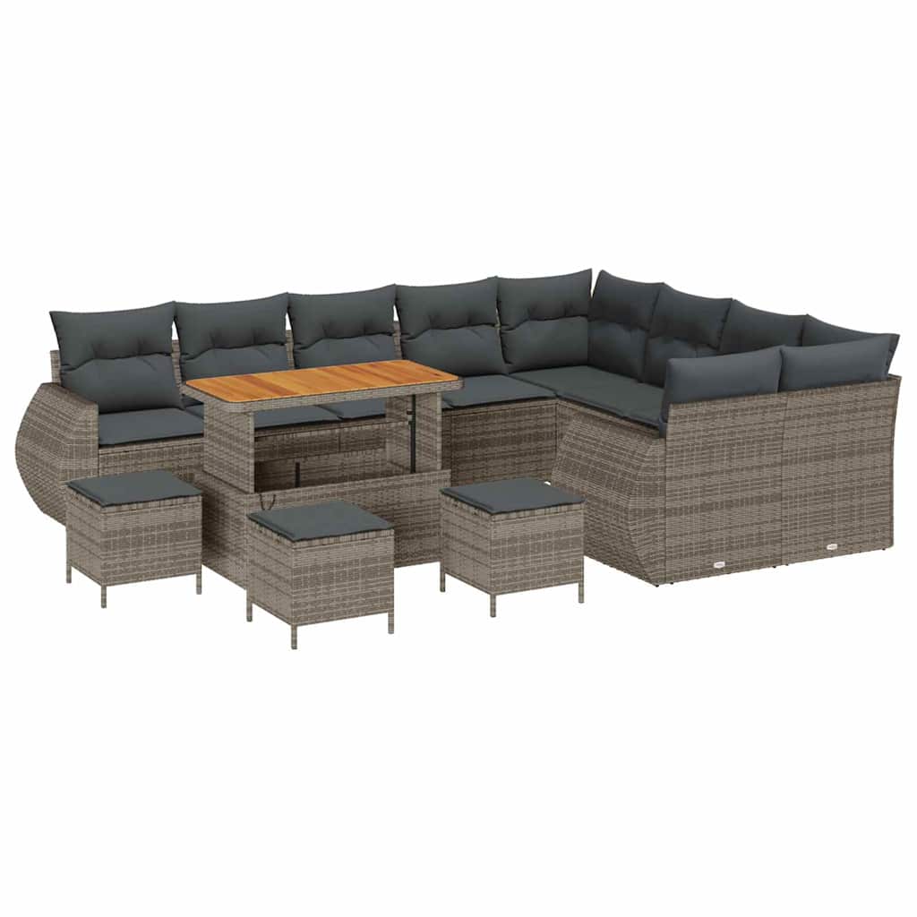 vidaXL Zestaw Sof na Ogród 13 pcs Szary polirattan