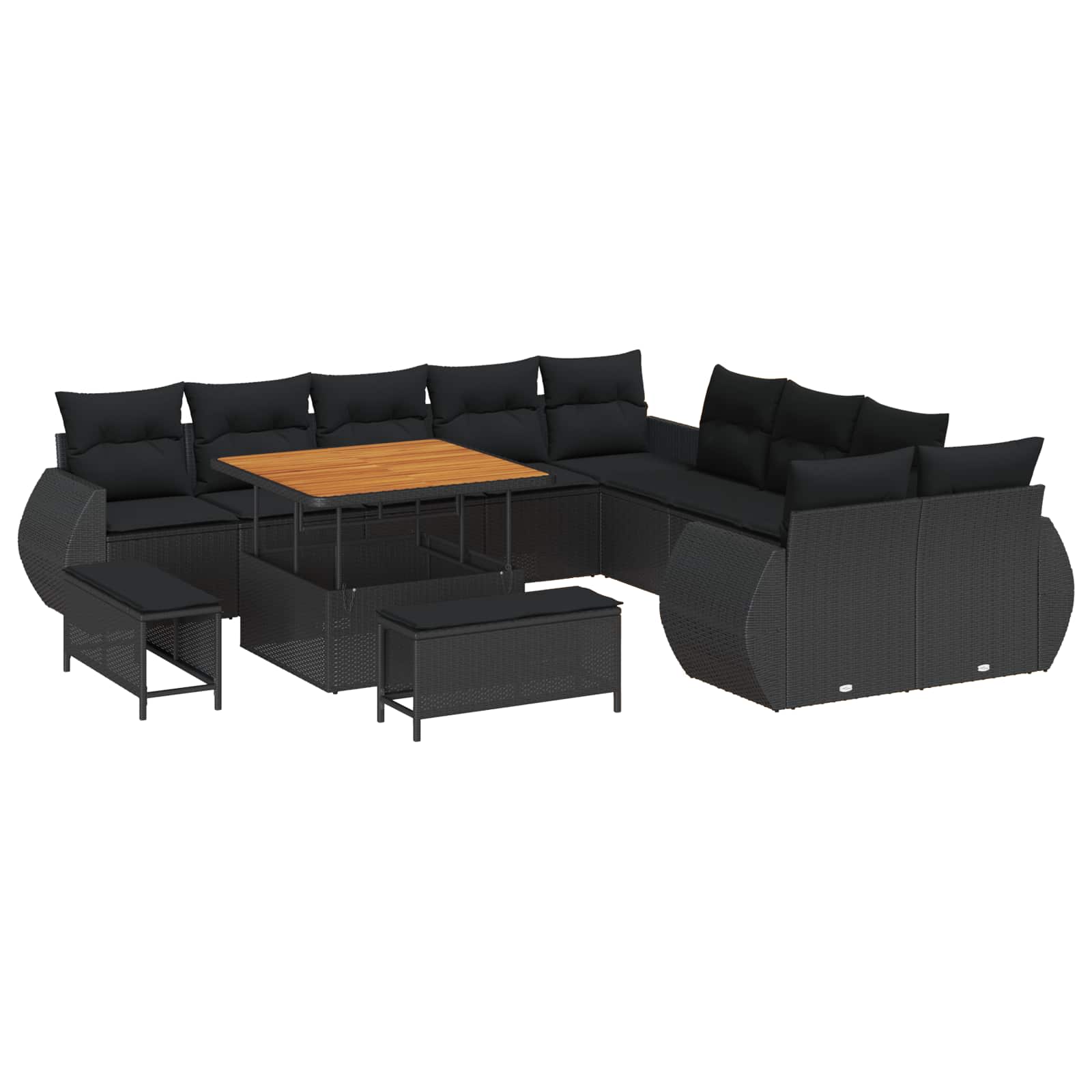 vidaXL Zestaw Sof na Ogród 13 pcs Czarny polirattan