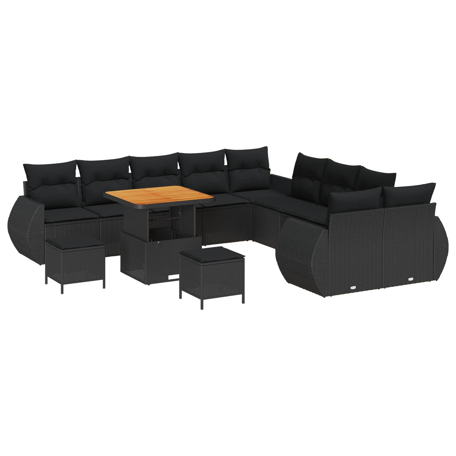 vidaXL Zestaw Sof na Ogród 13 pcs Czarny polirattan