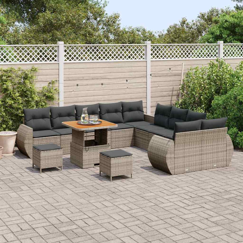 vidaXL Zestaw Sof na Ogród 13 pcs Szary polirattan
