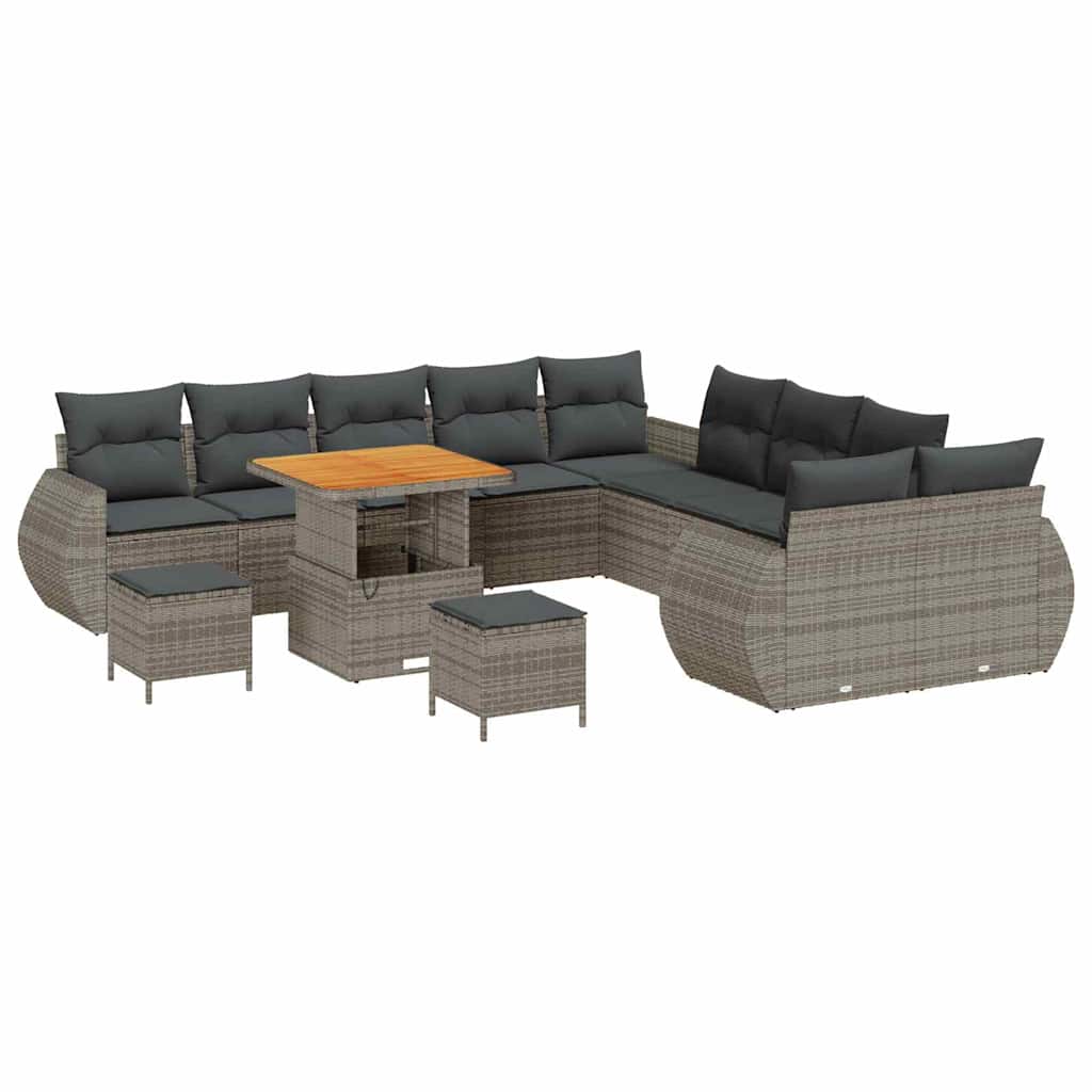 vidaXL Zestaw Sof na Ogród 13 pcs Szary polirattan