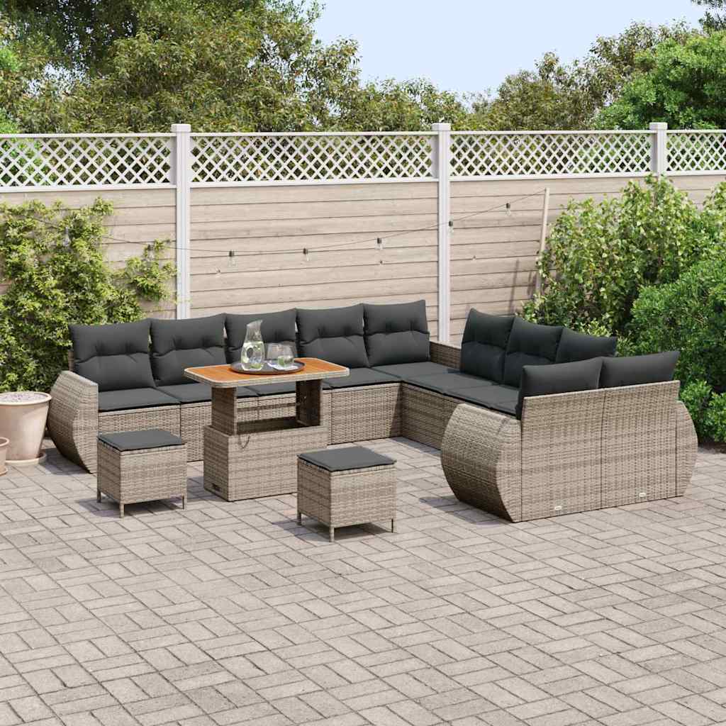 vidaXL Zestaw Sof na Ogród 13 pcs Szary polirattan