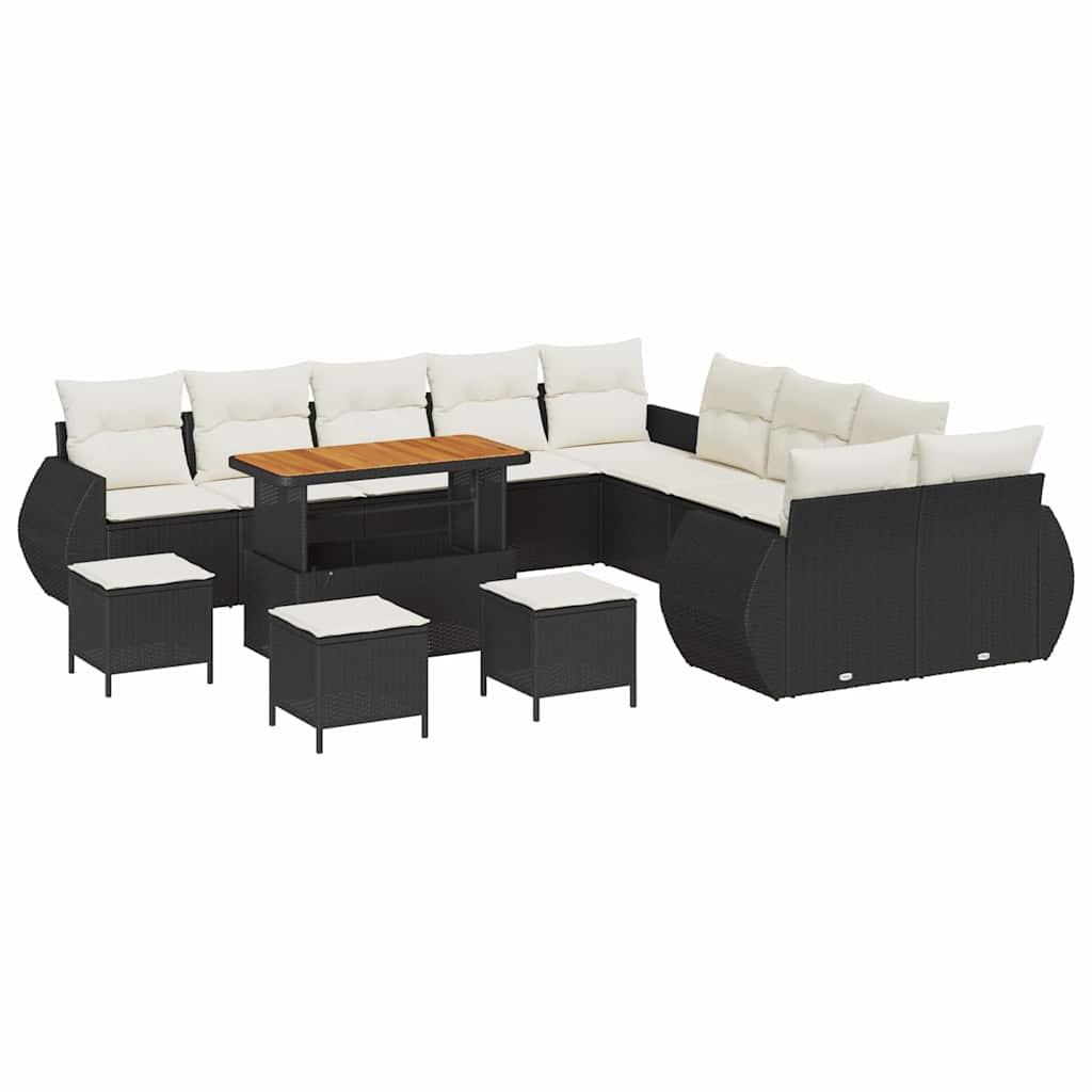 vidaXL Zestaw Sof na Ogród 14 pcs Czarny polirattan