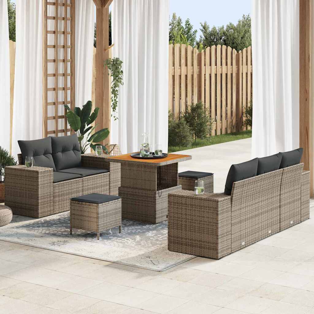 vidaXL Zestaw Sof na Ogród 8 pcs Szary polirattan