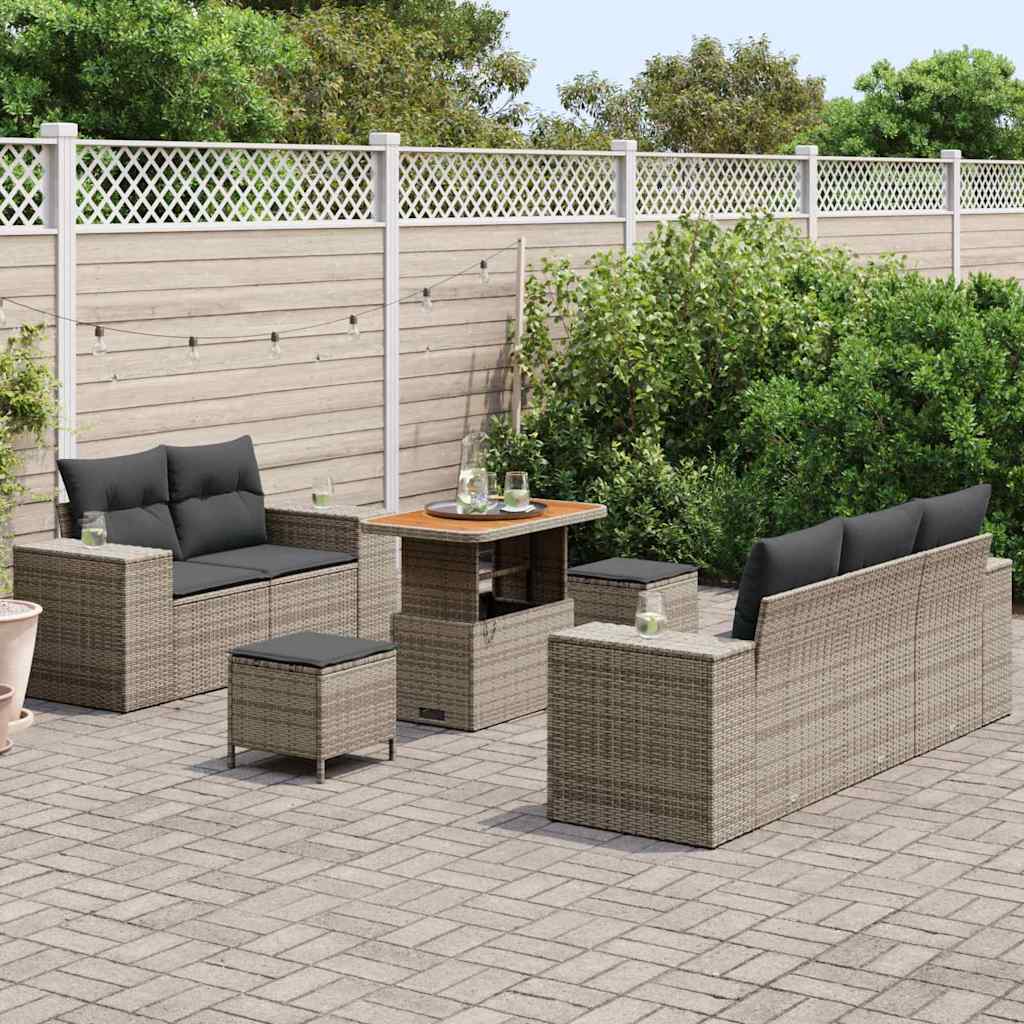 vidaXL Zestaw Sof na Ogród 8 pcs Szary polirattan