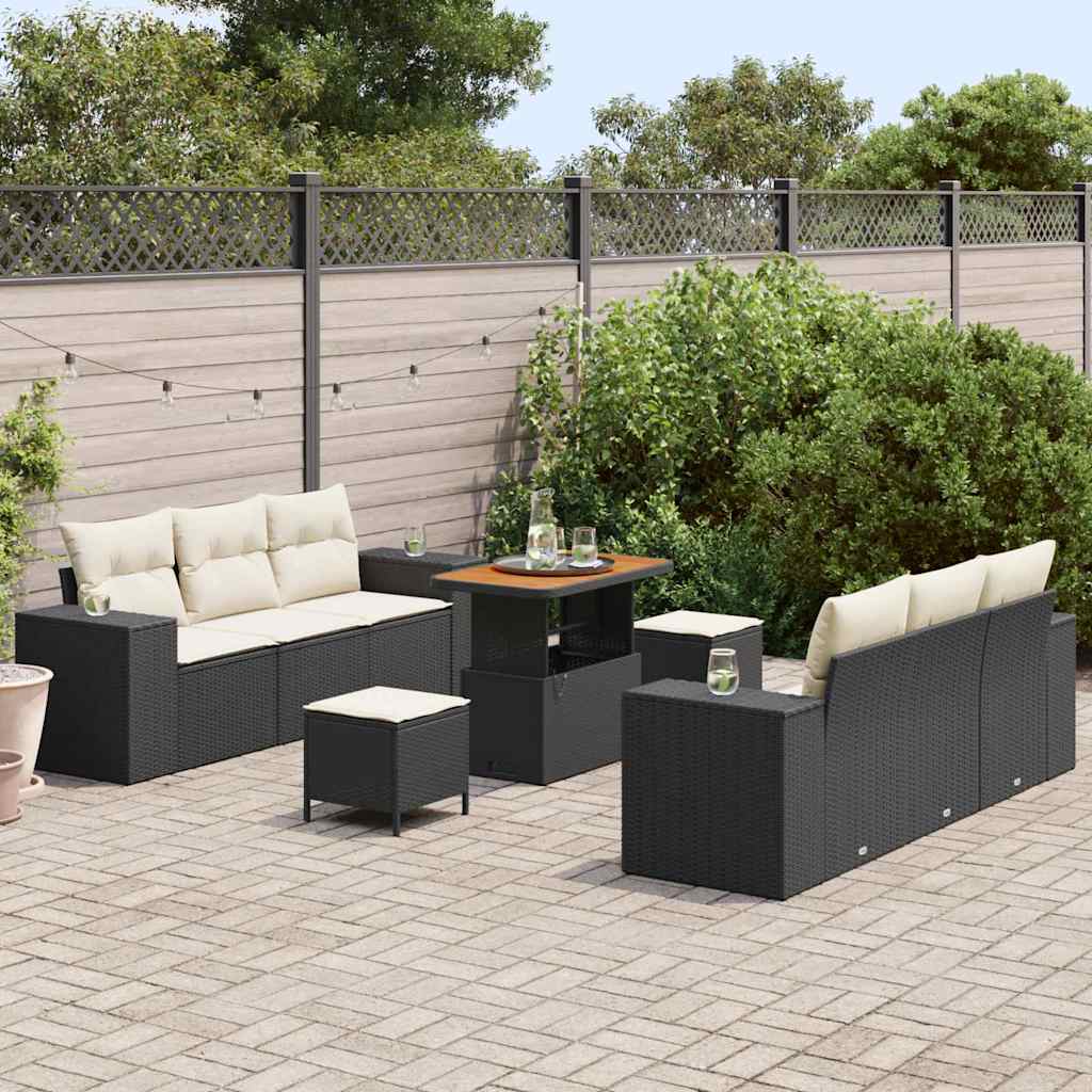 vidaXL Zestaw Sof na Ogród z przechowywaniem 9 pcs Czarny Polirattan