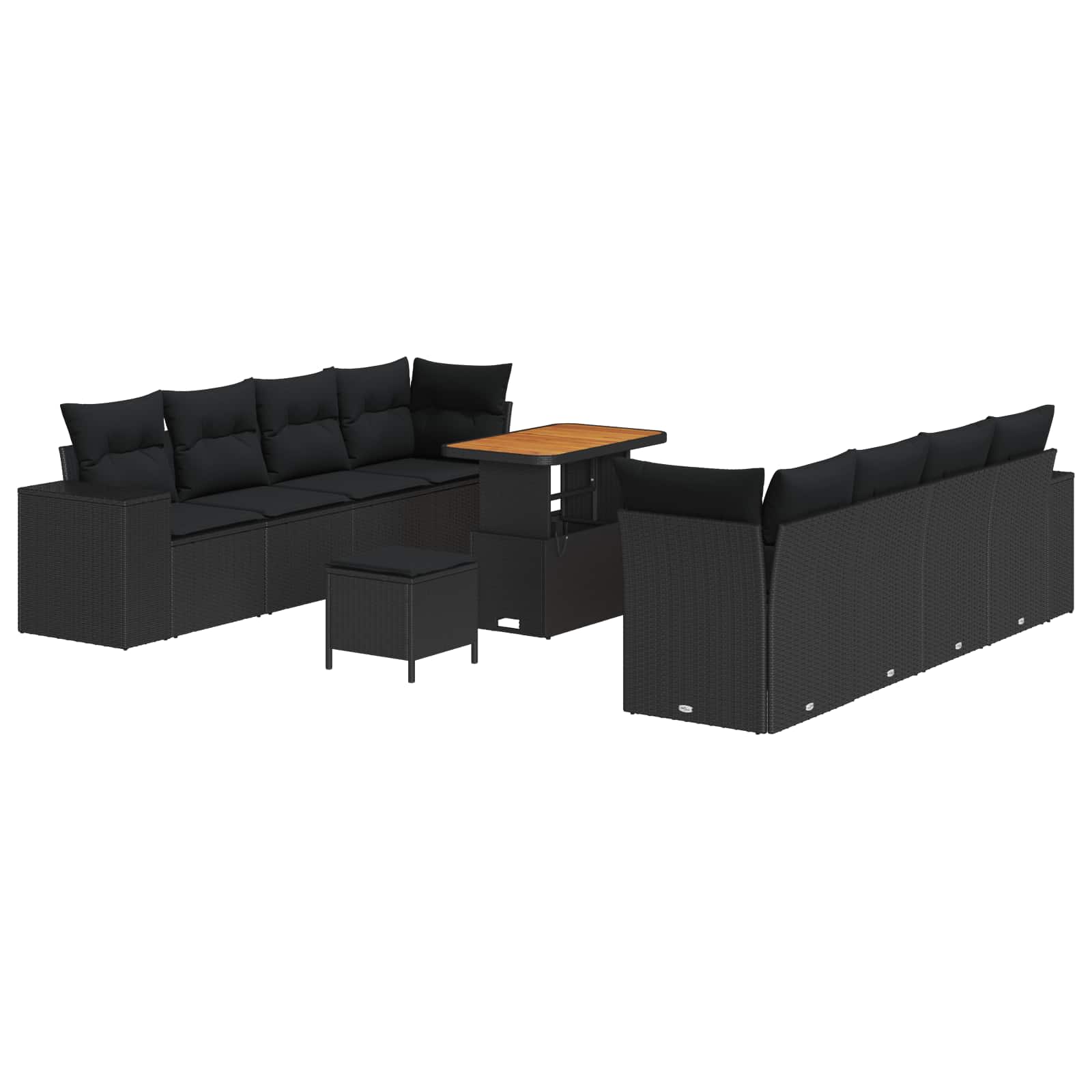 vidaXL Zestaw Sof na Ogród z poduszką 11 pcs Czarny polirattan