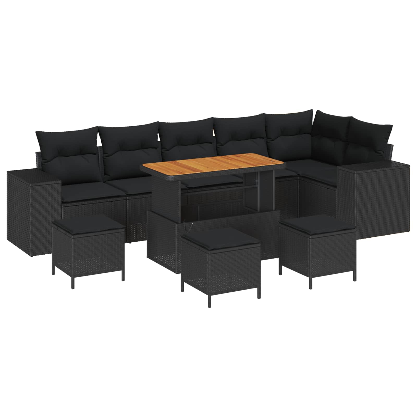 vidaXL Zestaw Sof na Ogród z poduszką 10 pcs Czarny polirattan