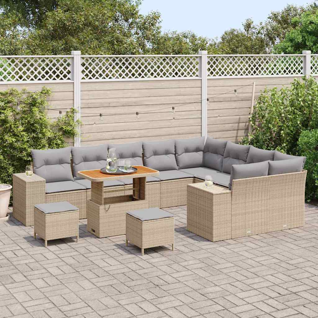 vidaXL Zestaw Sof na Ogród z poduszką 12 pcs Beżowy polirattan