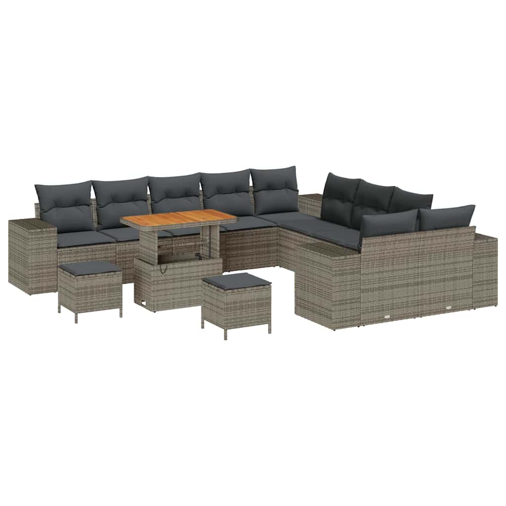 vidaXL Zestaw Sof na Ogród z poduszką 13 pcs Szary polirattan