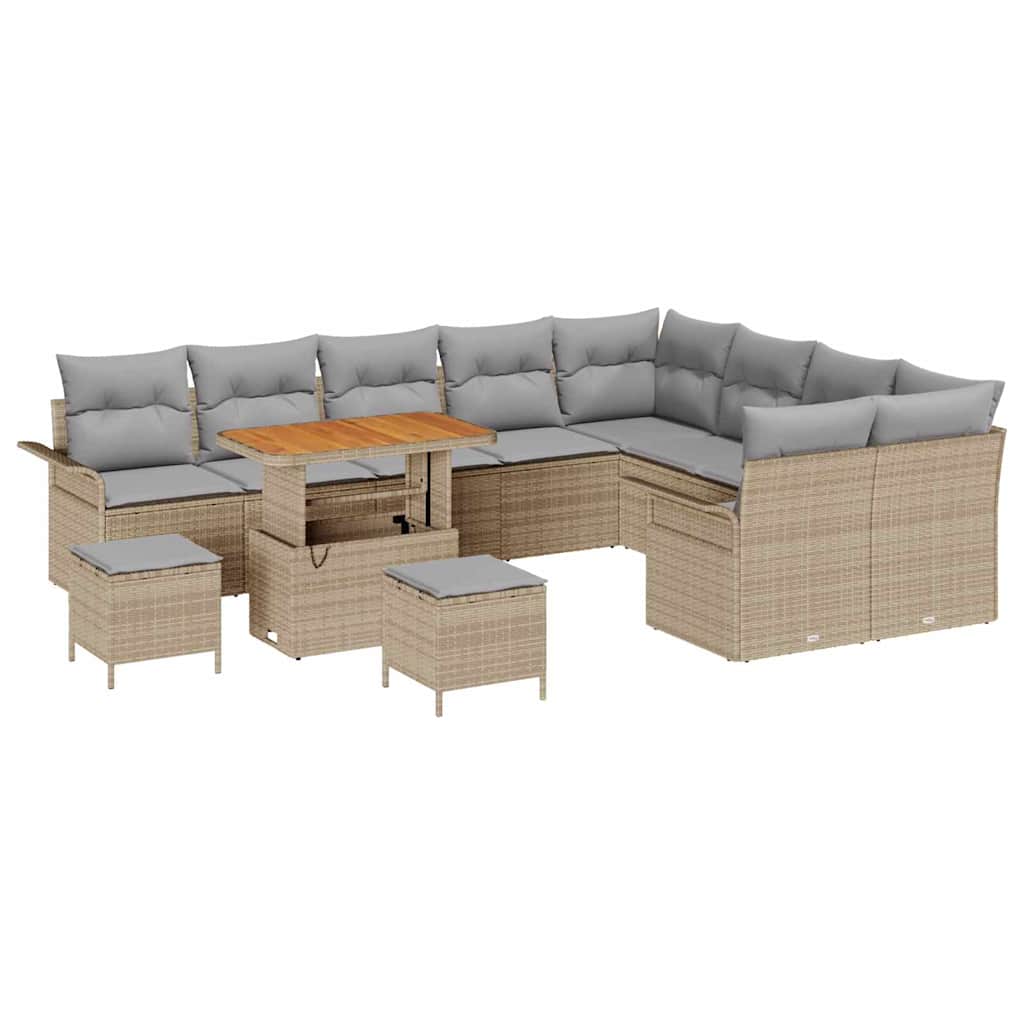 vidaXL Zestaw Sof na Ogród z poduszką 12 pcs Beżowy polirattan