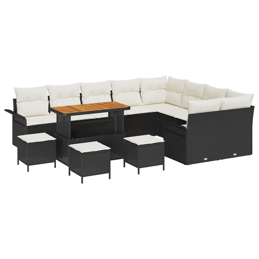 vidaXL Zestaw Sof na Ogród z poduszką 13 pcs Czarny polirattan