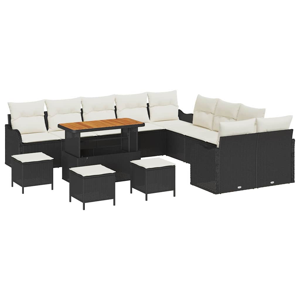 vidaXL Zestaw Sof na Ogród 14 pcs Czarny polirattan