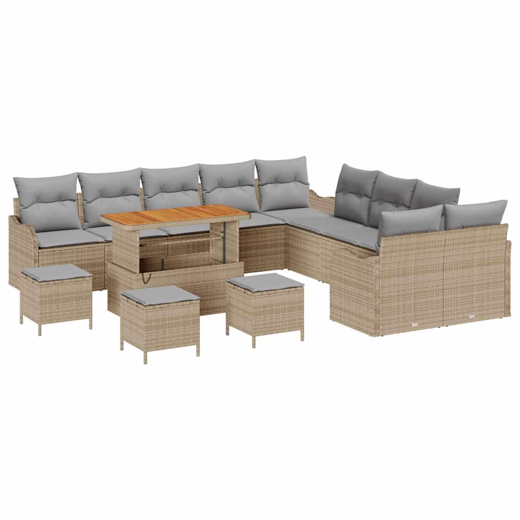 vidaXL Zestaw Sof na Ogród 14 pcs Beżowy polirattan