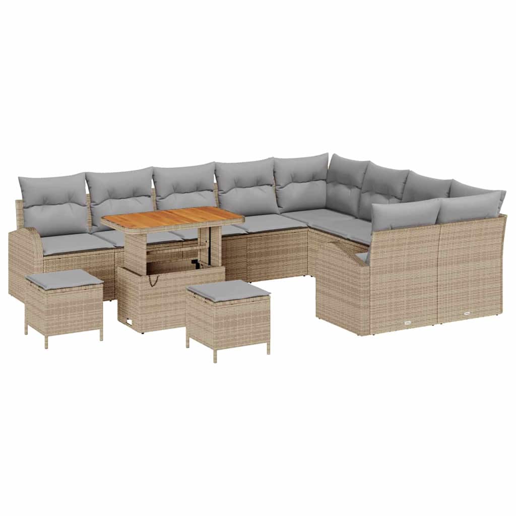vidaXL Zestaw Sof na Ogród z poduszką 12 pcs Beżowy polirattan