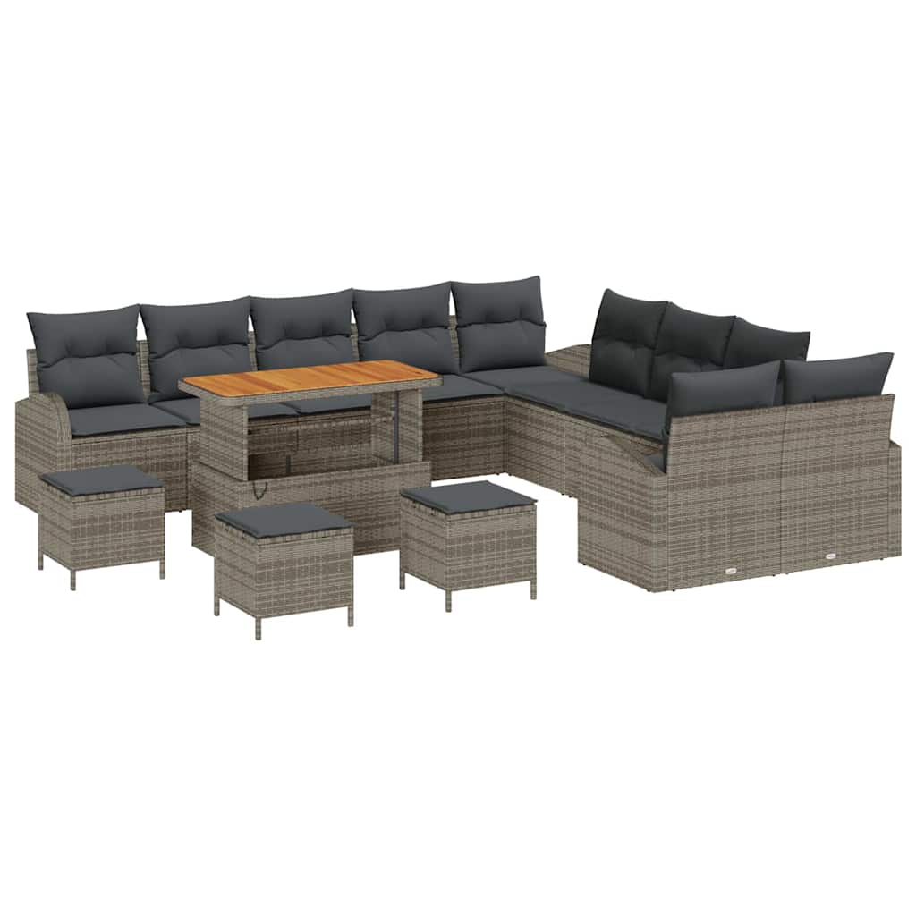 vidaXL Zestaw Sof na Ogród z poduszką 14 pcs Szary polirattan