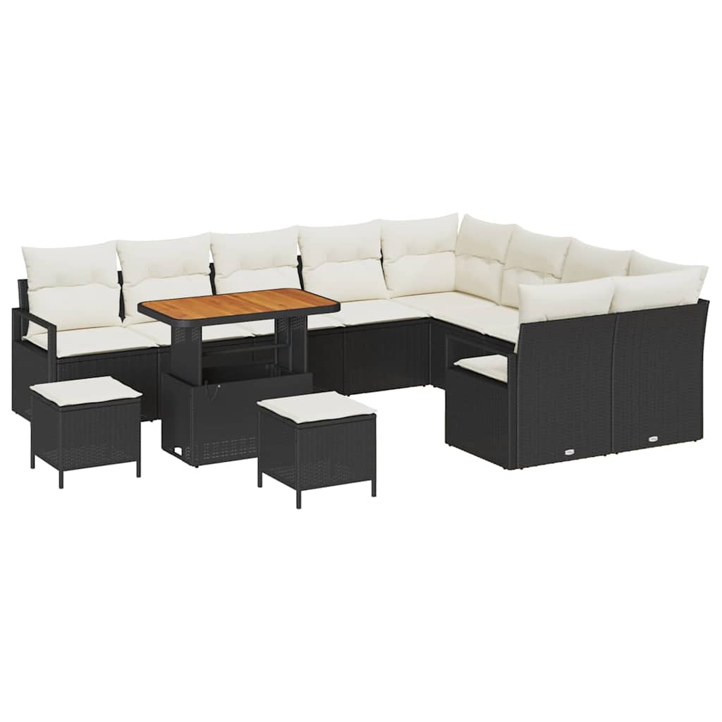 vidaXL Zestaw Sof na Ogród z poduszką 12 pcs Czarny polirattan