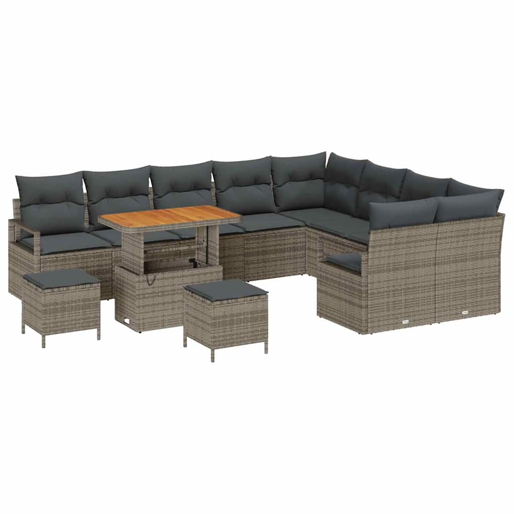 vidaXL Zestaw Sof na Ogród z poduszką 12 pcs Szary polirattan