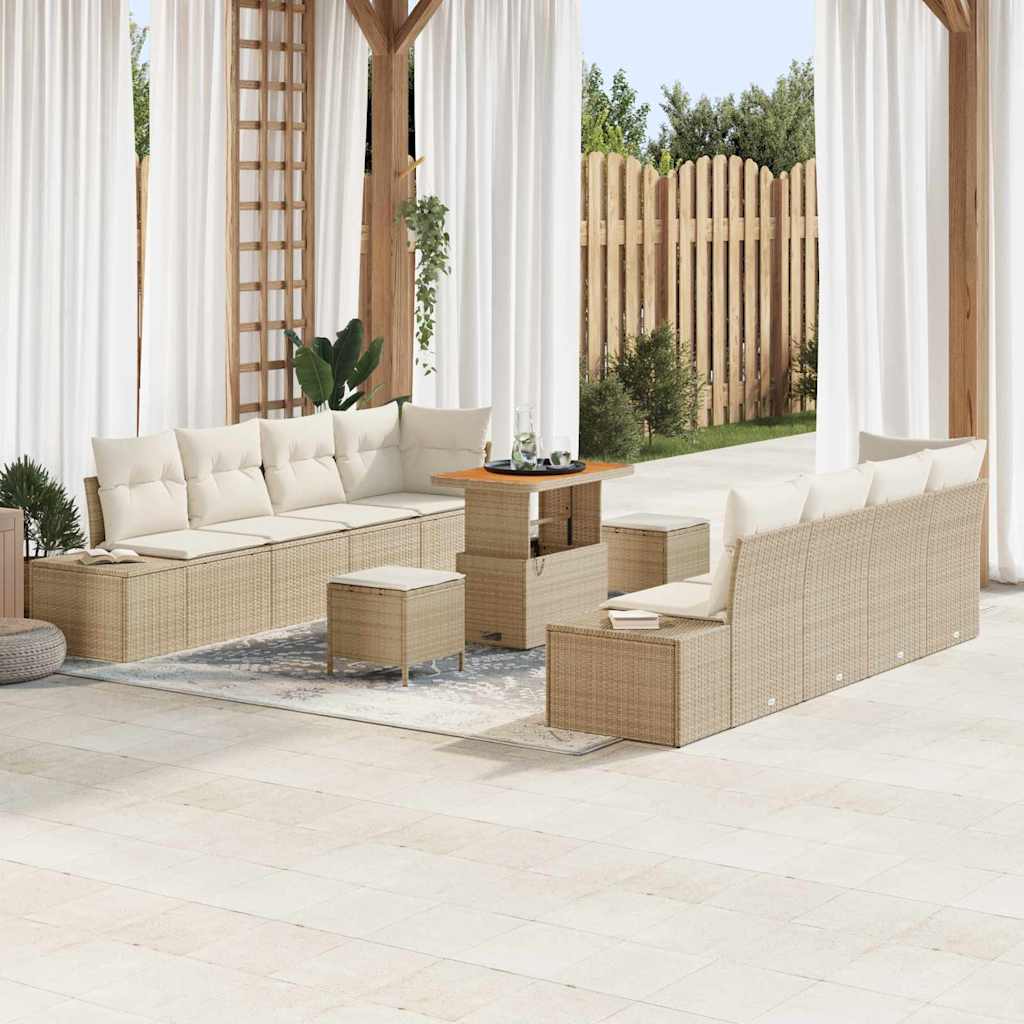 vidaXL Zestaw Sof na Ogród z poduszką 11 pcs Beżowy polirattan