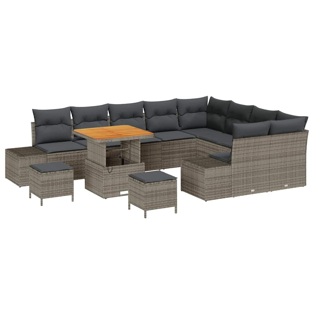 vidaXL Zestaw Sof na Ogród z poduszką 12 pcs Szary polirattan