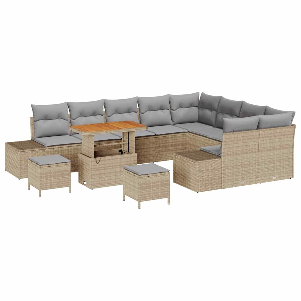 vidaXL Zestaw Sof na Ogród z poduszką 12 pcs Beżowy polirattan