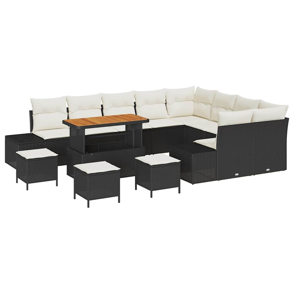 vidaXL Zestaw Sof na Ogród z poduszką 13 pcs Czarny polirattan