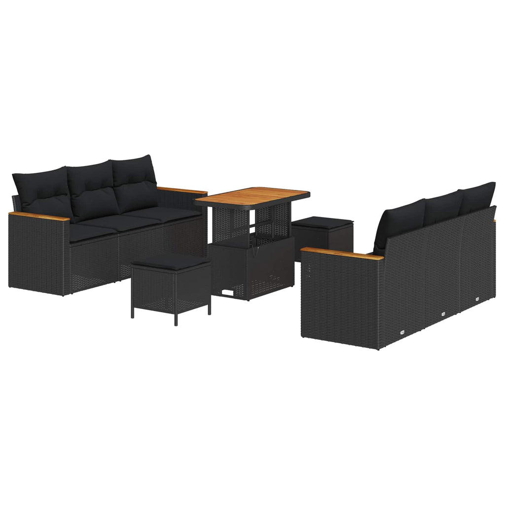 vidaXL Zestaw Sof na Ogród 9 pcs Czarny polirattan