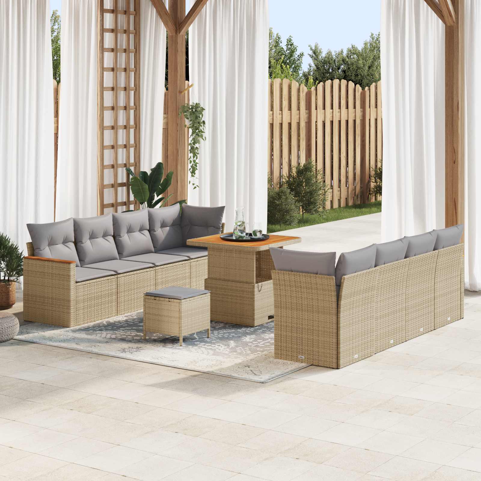 vidaXL Zestaw Sof na Ogród 11 szt. Beżowy polirattan
