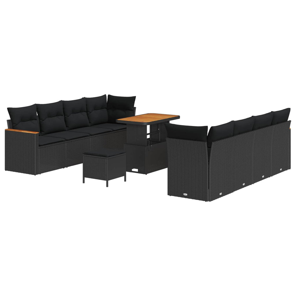vidaXL Zestaw Sof na Ogród 11 pcs Czarny polirattan