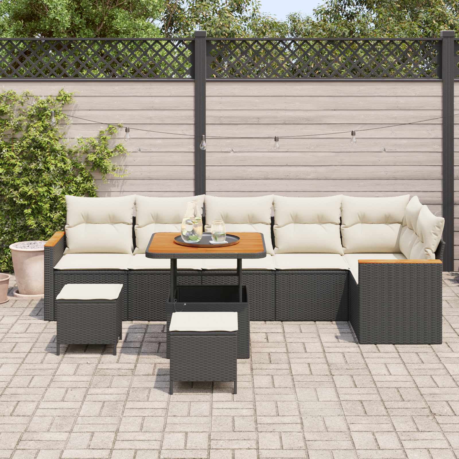 vidaXL Zestaw Sof na Ogród 9 pcs Czarny polirattan