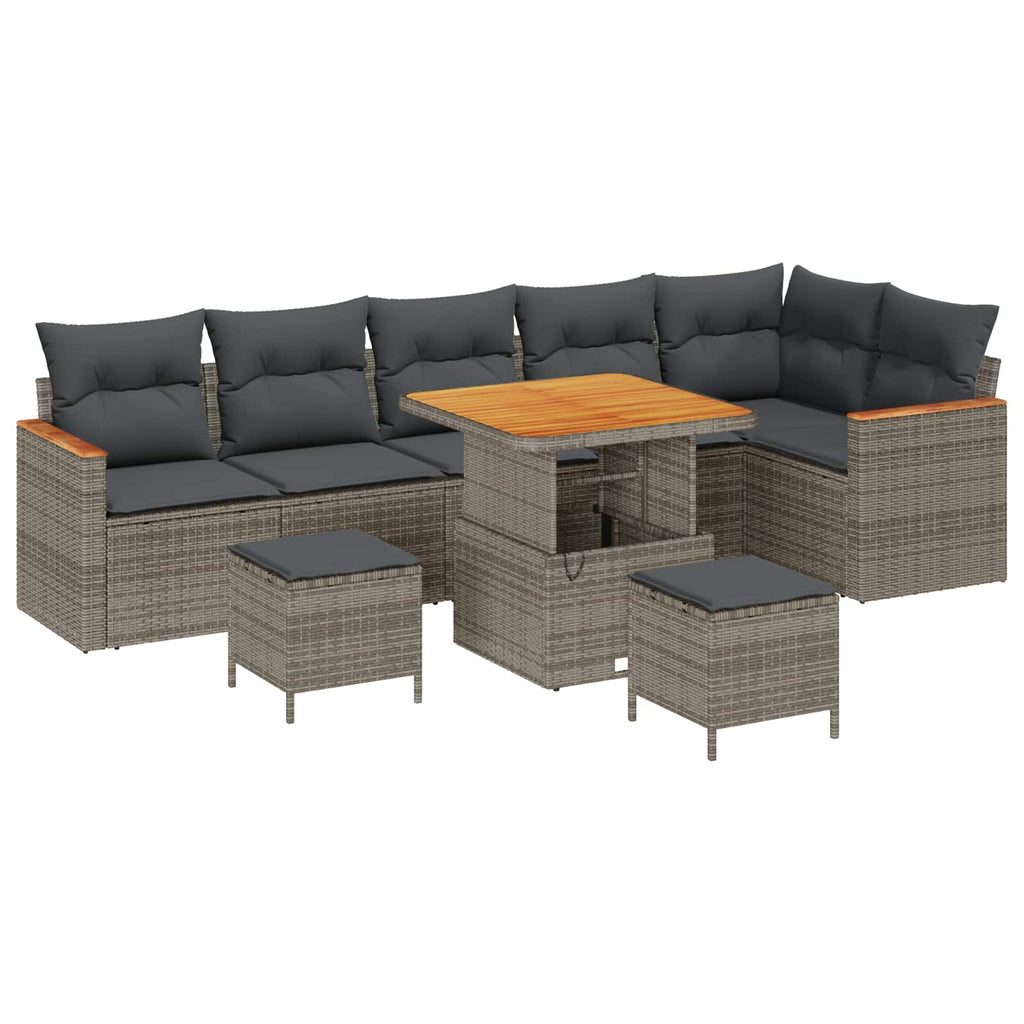 vidaXL Zestaw Sof na Ogród 9 pcs Szary polirattan