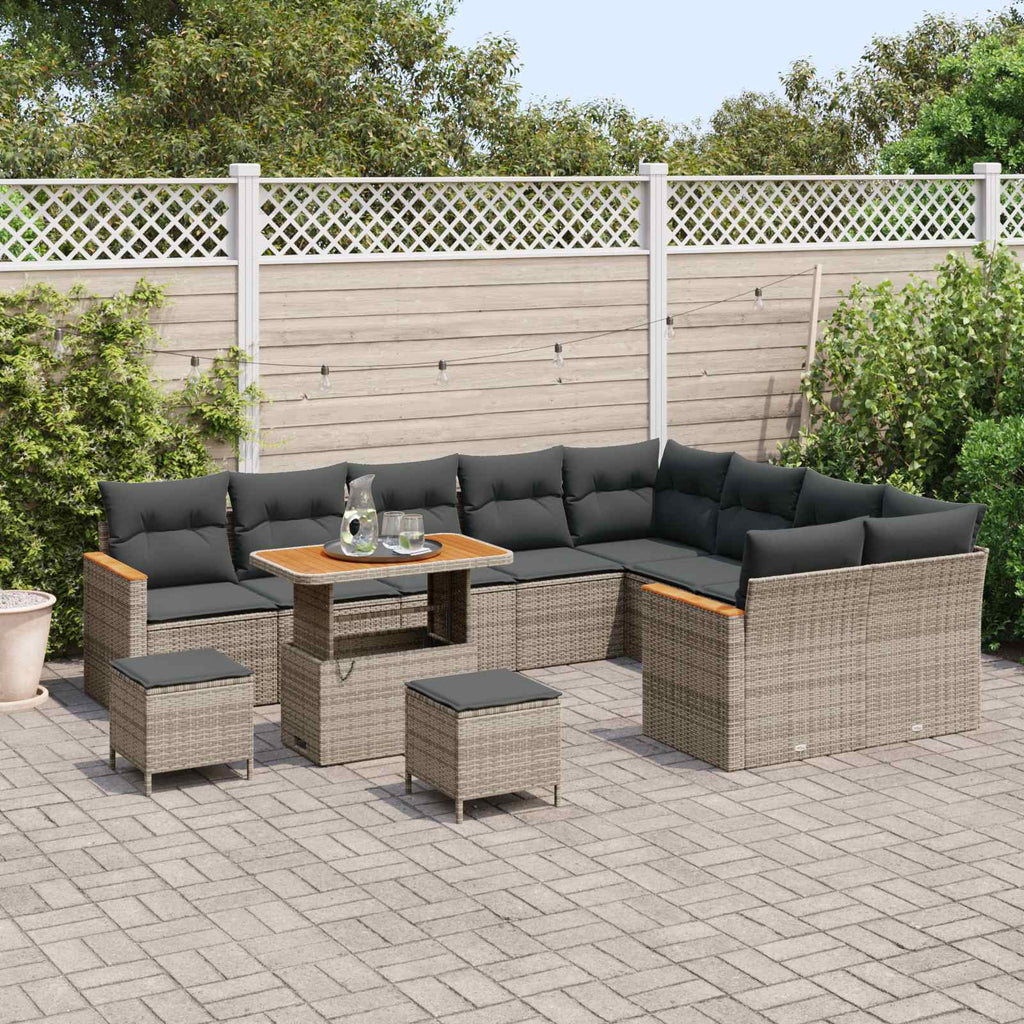 vidaXL Zestaw Sof na Ogród 12 pcs Szary polirattan