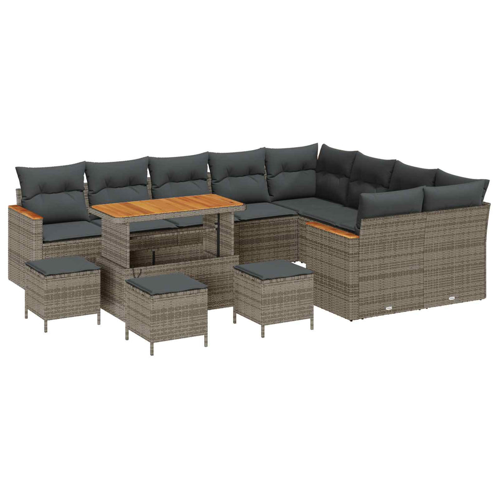 vidaXL Zestaw Sof na Ogród 13 pcs Szary polirattan