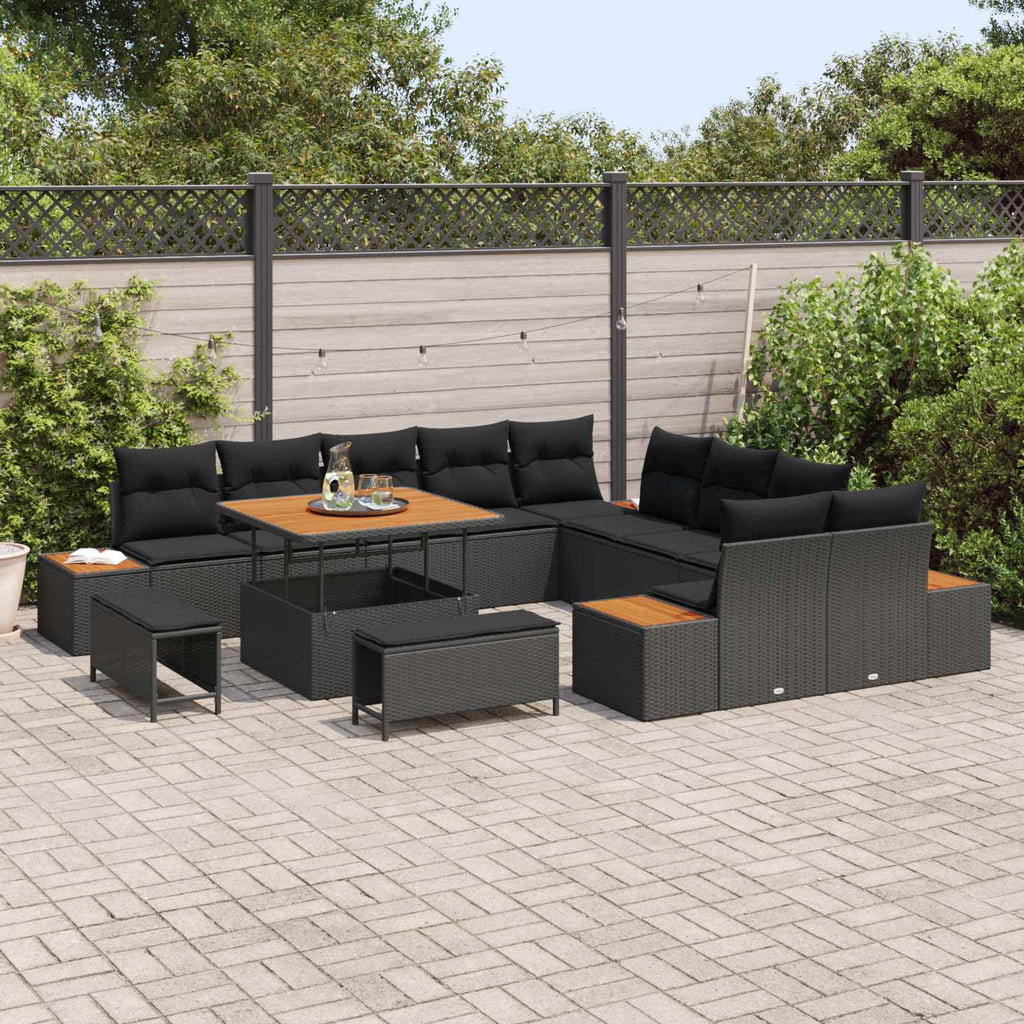 vidaXL Zestaw Sof na Ogród 13 pcs Czarny polirattan