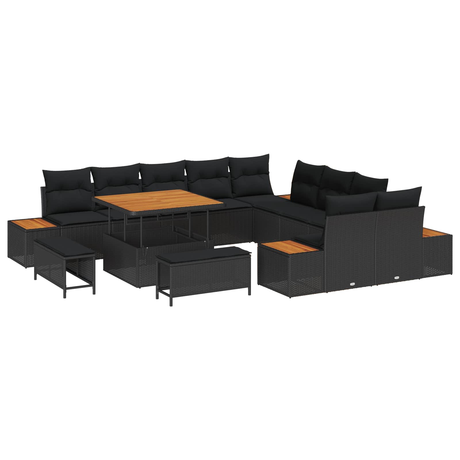 vidaXL Zestaw Sof na Ogród 13 pcs Czarny polirattan