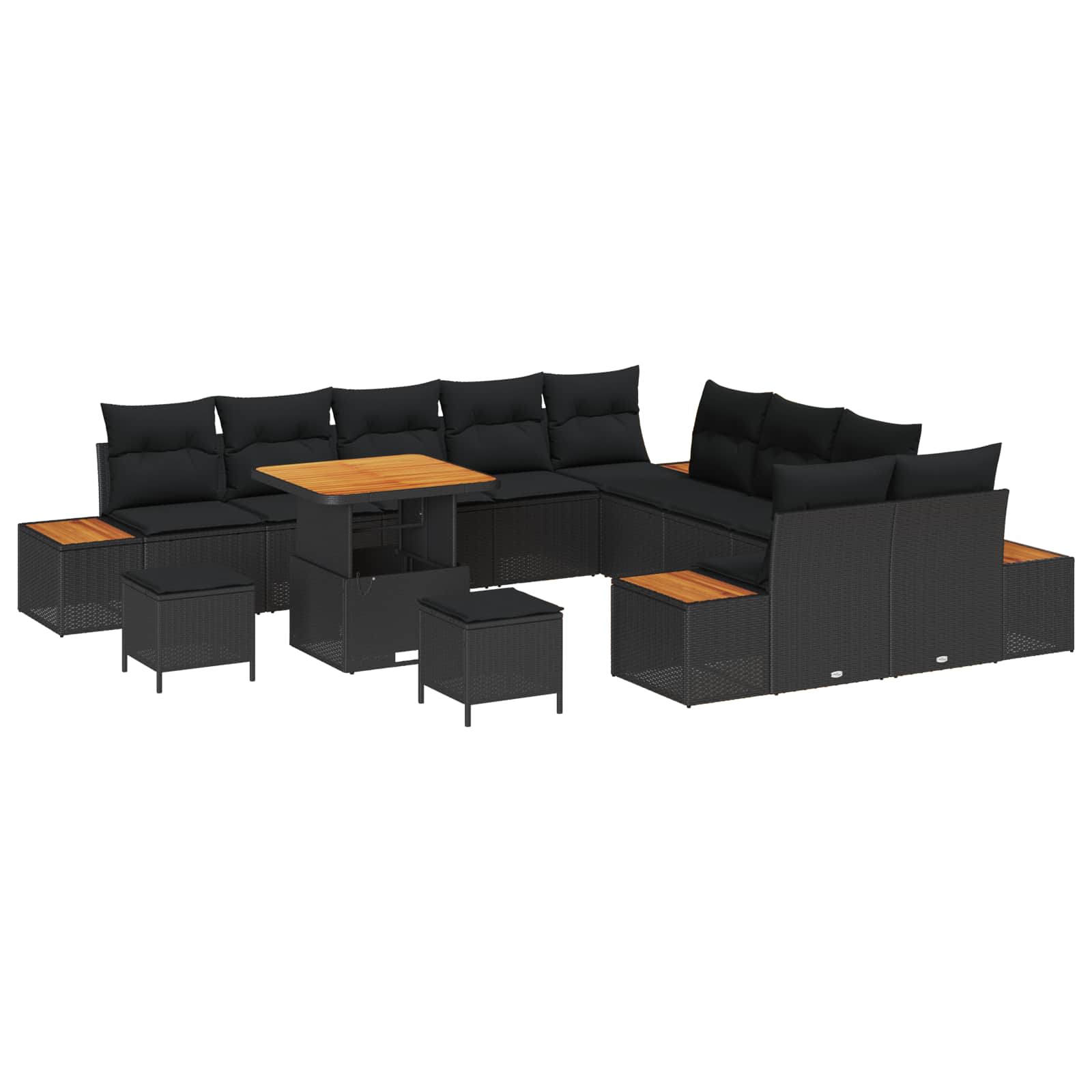 vidaXL Zestaw Sof na Ogród 13 pcs Czarny polirattan