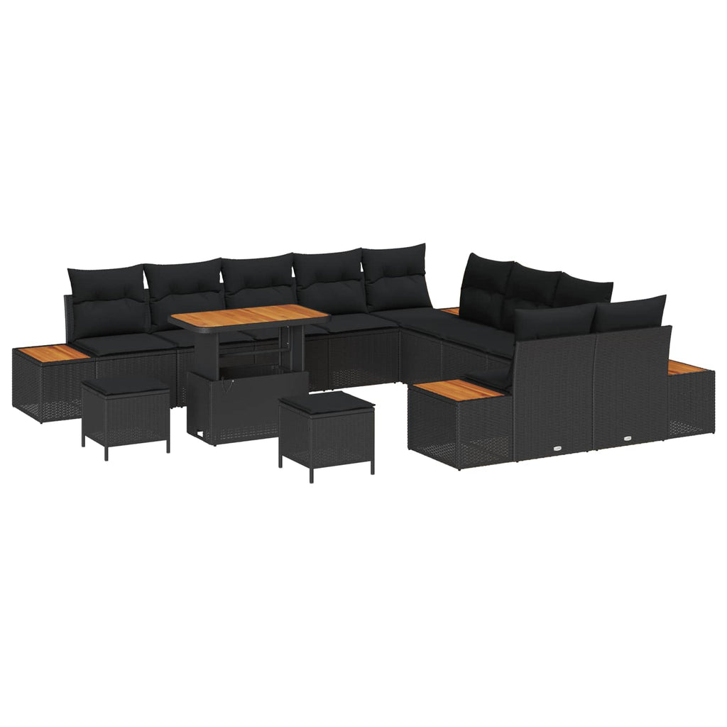 vidaXL Zestaw Sof na Ogród 13 pcs Czarny polirattan