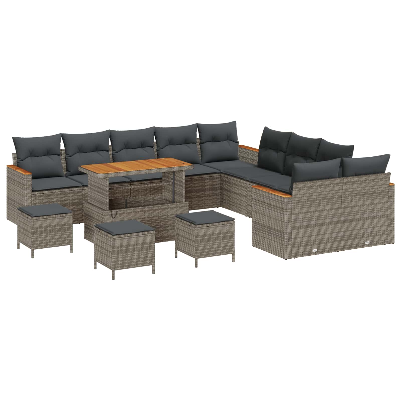 vidaXL Zestaw Sof na Ogród 14 pcs Szary polirattan