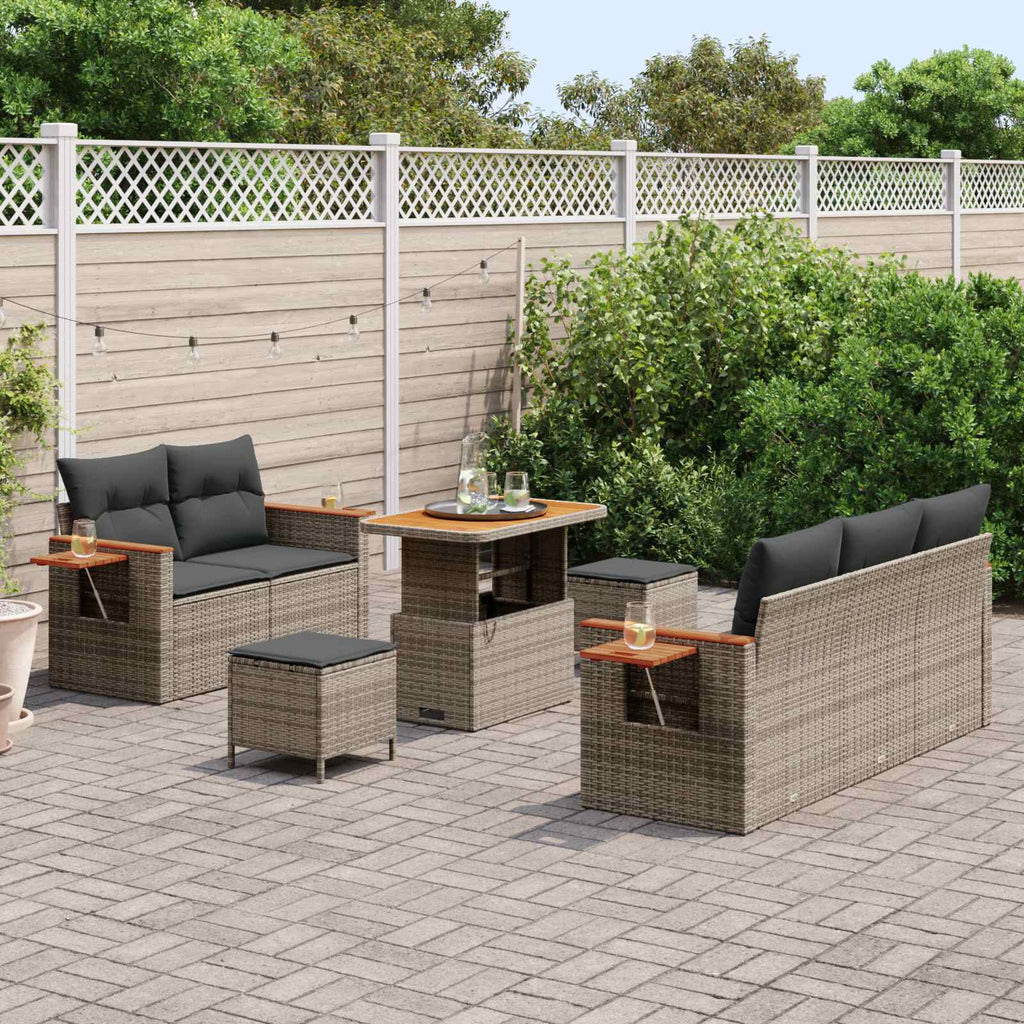vidaXL Zestaw Sof na Ogród 8 pcs Szary polirattan