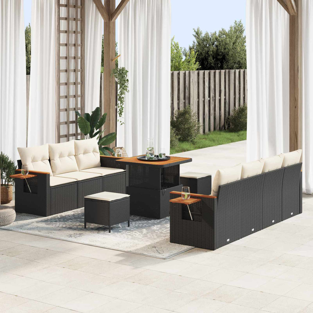 vidaXL Zestaw Sof na Ogród 10 pcs Czarny polirattan