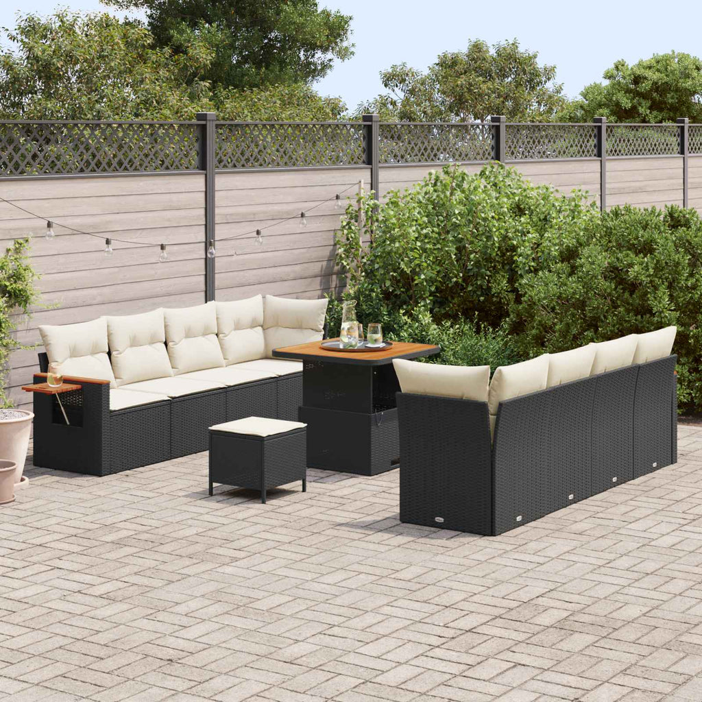 vidaXL Zestaw Sof na Ogród 11 pcs Czarny polirattan