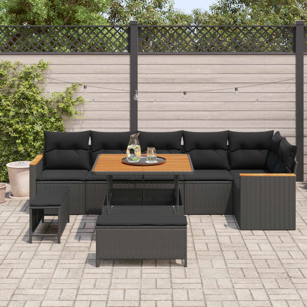 vidaXL Zestaw Sof na Ogród 9 pcs Czarny polirattan