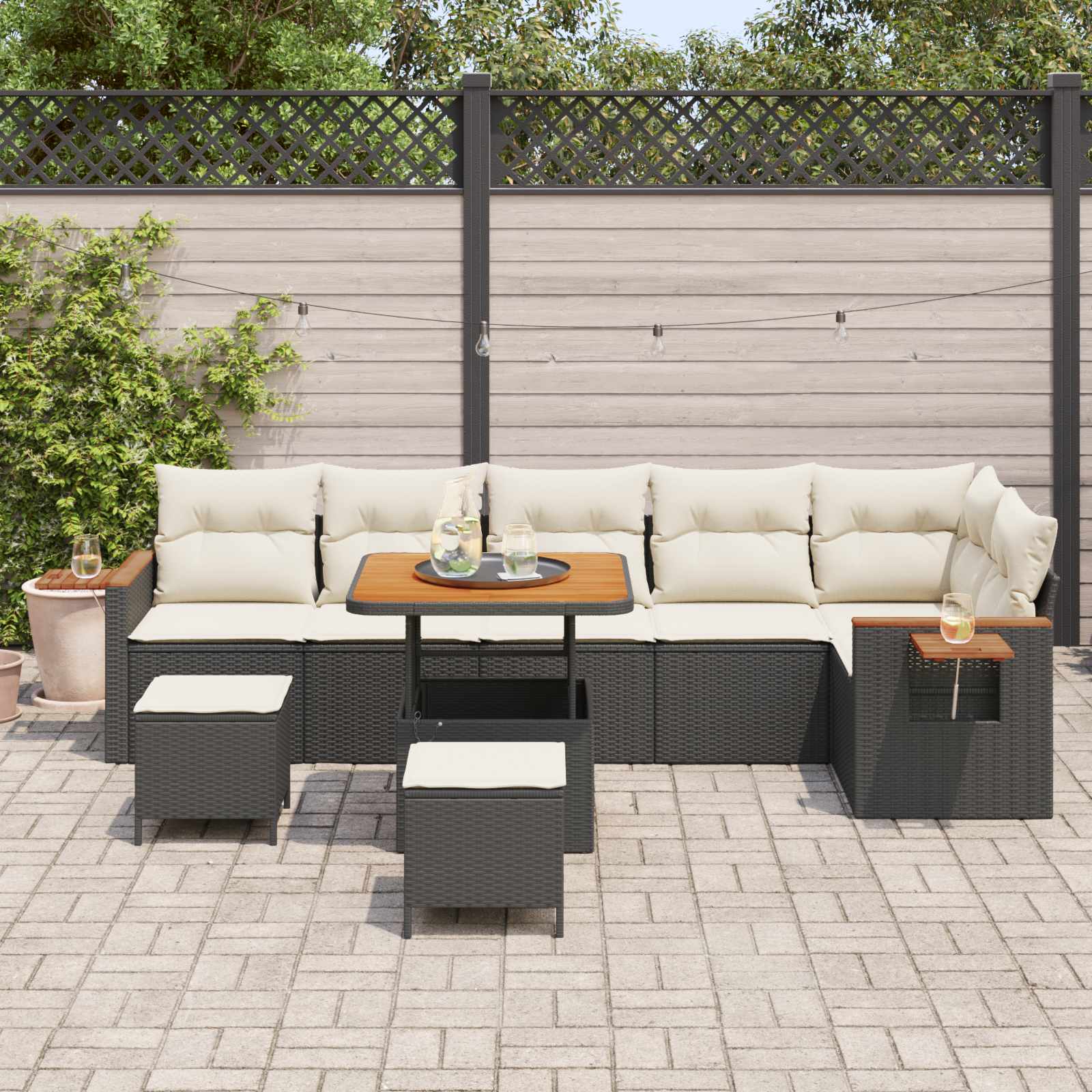 vidaXL Zestaw Sof na Ogród 9 pcs Czarny polirattan