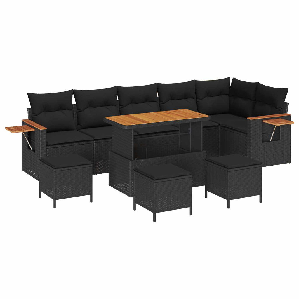 vidaXL Zestaw Sof na Ogród 10 pcs Czarny polirattan