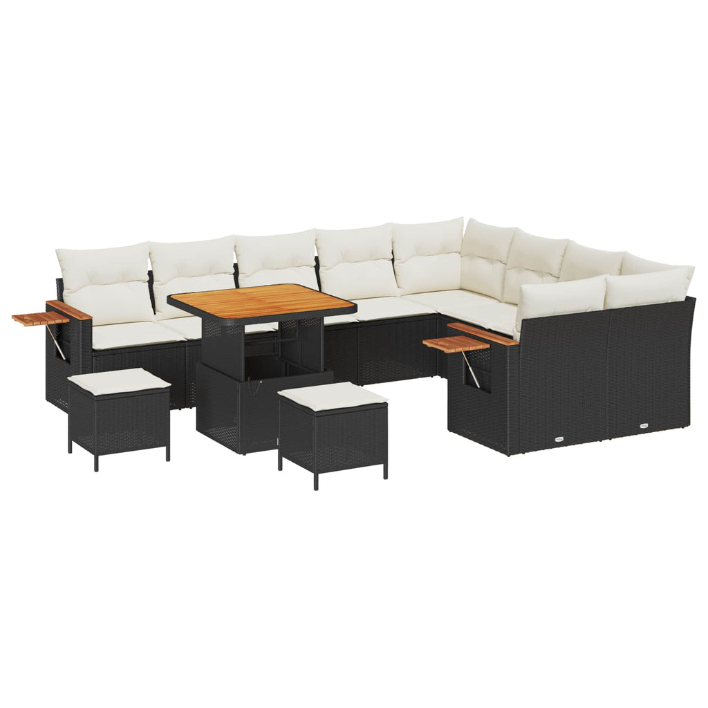 vidaXL Zestaw Sof na Ogród 12 pcs Czarny polirattan