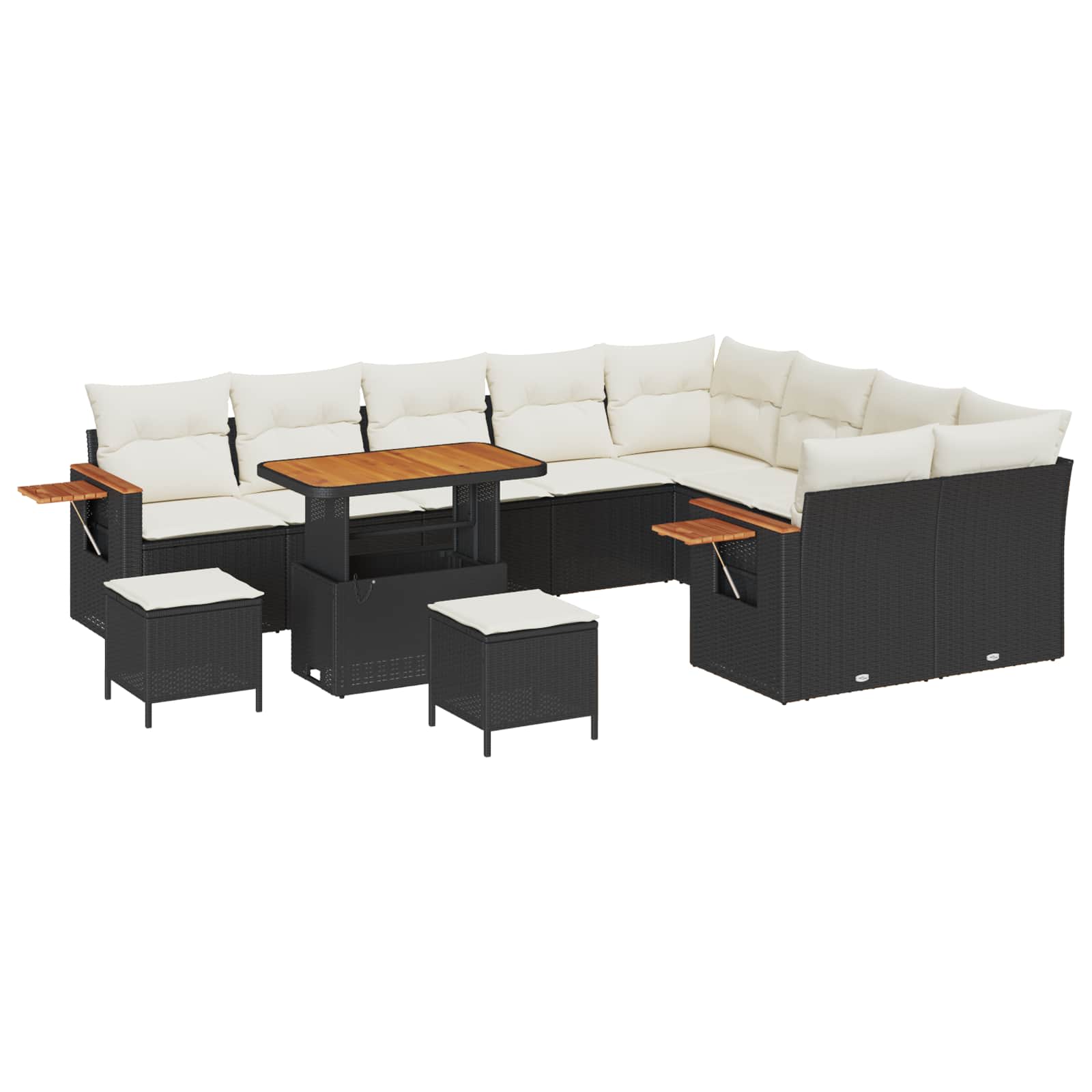 vidaXL Zestaw Sof na Ogród 12 pcs Czarny polirattan